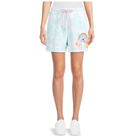 CareBears Shorts Womens Small Relaxed Mint Green Tie Dye Throwback Retro Fan - Picture 5 of 13